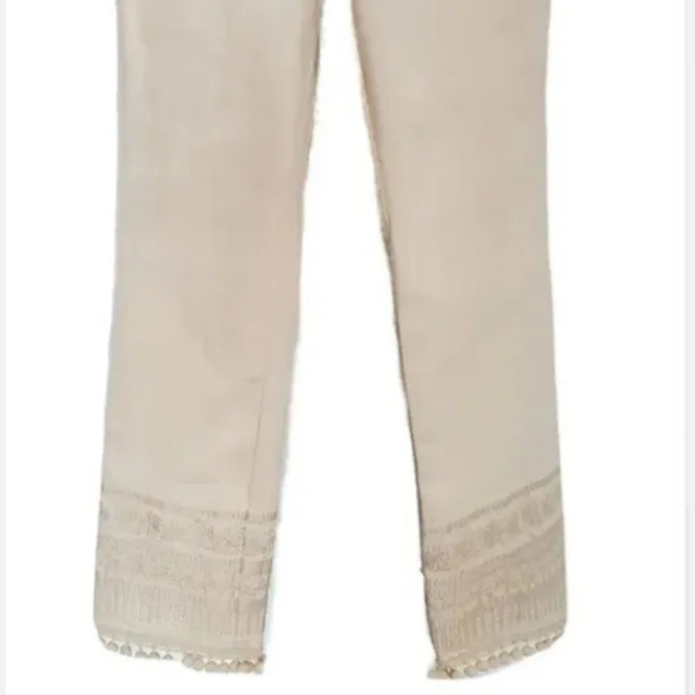 SOLD ‼️  Tory Burch Women's Lana Embroidered Cuff Jeans Pompom NWT $248.00 27 SM - Picture 9 of 9